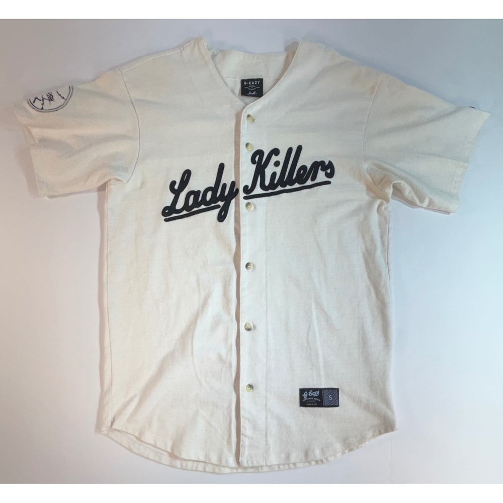 G-Eazy Lady Killers Baseball Jersey Cream White Script Logo Merch Small